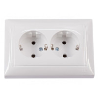 Розетка 2-я с/з белая 3008 PRIMERA LUXEL