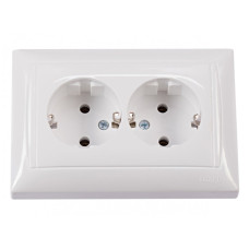 Розетка 2-я с/з белая 3008 PRIMERA LUXEL