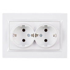 Розетка 2-я с/з белый 9008 JAZZ LUXEL