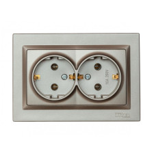 Розетка 2-я с/с графит+белый механизм 9708Н+9008 JAZZ LUXEL