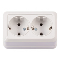 Розетка 2-я с/з накладная белый 2008 OPERA LUXEL