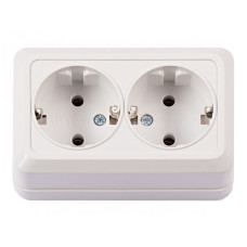 Розетка 2-я с/з накладная белый 2008 OPERA LUXEL