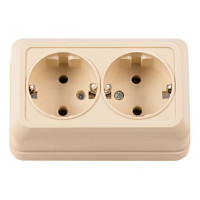 Розетка 2-я с/з накладная крем 2308 OPERA LUXEL