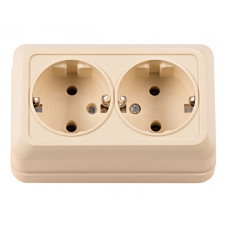 Розетка 2-я с/з накладная крем 2308 OPERA LUXEL