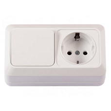 Розетка с/с + выключатель 1-й накладная белый 2042 OPERA LUXEL