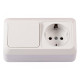 Розетка з/з + вимикач 1-ий накладна білий 2042 OPERA LUXEL