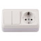 Розетка с/з + выключатель 2-й накладная белый 2043 OPERA LUXEL