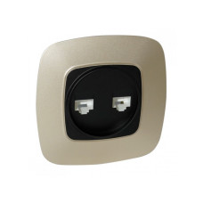 Розетка встроенная компьютерная 2-я золотая+черная ELA (112-007-0017-040) Horoz Electric