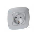 Розетка вбудована з заземленням 16А 250V срібна ELA (112-007-0006-020) Horoz Electric