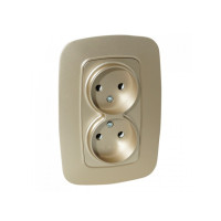 Розетка встроенная 2-я 16А 250V золотая ELA (112-007-0007-030) Horoz Electric