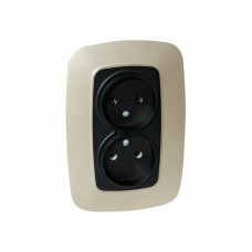 Розетка встроенная 2-я 16А 250V золотая+черная ELA (112-007-0007-040) Horoz Electric
