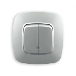 Выключатель встроенный 2-клавишный с подсветкой 10А 250V серебро ELA (112-007-0004-020) Horoz Electric