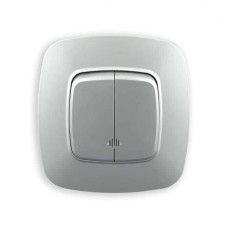 Выключатель встроенный 2-клавишный с подсветкой 10А 250V серебро ELA (112-007-0004-020) Horoz Electric