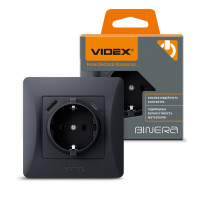 Розетка одинарная с заземлением с USB+USB-C черный графит VIDEX BINERA (VF-BNSK1GUC-BG)