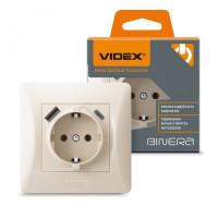 Розетка одинарная с заземлением из USB+USB-C кремовая VIDEX BINERA (VF-BNSK1GUC-CR)