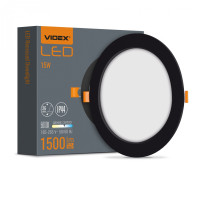 Светодиодный светильник Back встроенный круглый VIDEX 15W 5000K Black (VL-DLBR-155B)