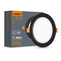 Светодиодный светильник Back встроенный круглый VIDEX 6W 5000K Black (VL-DLBR-065B)
