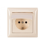 Розетка 1-я с/з с крышкой крем 3311 PRIMERA LUXEL