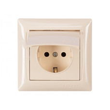 Розетка 1-я с/з с крышкой крем 3311 PRIMERA LUXEL