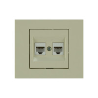 Розетка компьютерная 2-я (CAT6) кремовая GRANO (400-020300-230) Horoz Electric