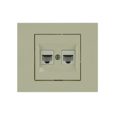 Розетка компьютерная 2-я (CAT6) кремовая GRANO (400-020300-230) Horoz Electric