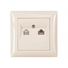 Розетка компьютерная + телефонный крем 3329 PRIMERA LUXEL