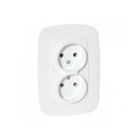 Розетка встроенная 2-я 16А 250V белая ELA (112-007-0007-010) Horoz Electric