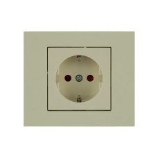 Розетка с заземлением и шторками кремовая GRANO (400-020300-218) Horoz Electric