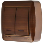 Выключатель 2-ой с подсветкой Античный Махагон 711-0500-112 DEMET