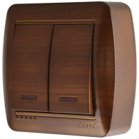 Выключатель 2-ой с подсветкой Античный Махагон 711-0500-112 DEMET