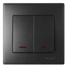 Выключатель 2-ой с подсветкой антрацит 705-4242-112 LESYA