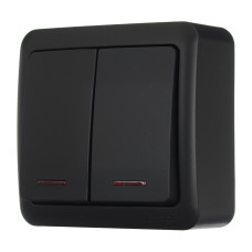 Выключатель 2-ой с подсветкой антрацит 751-4200-112 VIOLA