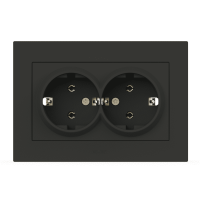 Розетка двойная с заземлением ELBI VEGA матовый черный (510-014830-907)