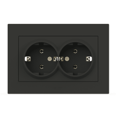 Розетка двойная с заземлением ELBI VEGA матовый черный (510-014830-907)