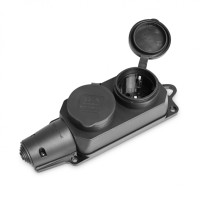 Колодка удлинителя IP44 с заземлением 2 гнезда 16А черная TITANUM STANDARD (ТF-B216IP-B)