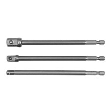 Держатели-адаптеры торцевых головок YATO: квадрат-1/4", 3/8", 1/2", L=150мм, HEX-1/4", Cr-V, 3шт YT-04628