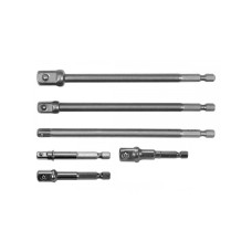 Держатели-адаптеры торцевых головок YATO: квадрат-1/4",3/8",1/2", L=50 и 150мм, HEX-1/4" Cr-V. 6шт YT-04629