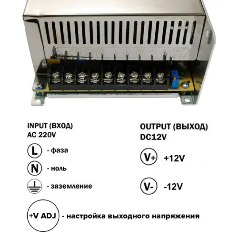 Блок живлення OEM DC12 500W 41A TR-500-12 (з вентилятором)