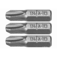 Насадки отверточные STHOR: Phillips PH1, PH2, PH3 x 25 мм, HEX 1/4", Cr-V, 3 шт (65461)