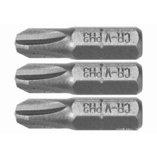 Насадки отверточные STHOR: Phillips PH1, PH2, PH3 x 25 мм, HEX 1/4", Cr-V, 3 шт (65461)