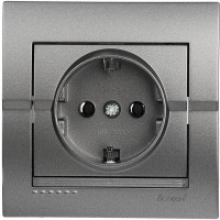 Розетка 1-я с/з Графит Металлик 702-2929-122B DERIY