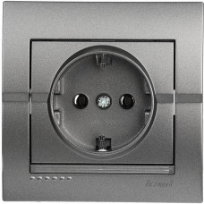 Розетка 1-я с/з Графит Металлик 702-2929-122B DERIY