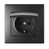 Розетка 1-я с/с с крышкой антрацит 705-4242-123B LESYA