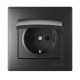 Розетка 1-я с/с с крышкой антрацит 705-4242-123B LESYA