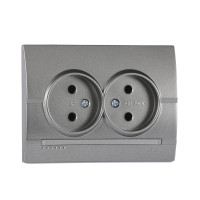 Розетка 2-на б/з Графит Металлик 702-2929-128B DERIY