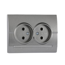 Розетка 2-на б/з Графит Металлик 702-2929-128B DERIY