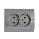 Розетка 2-на б/з Графит Металлик 702-2929-128B DERIY