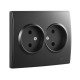 Розетка 2-я б/з антрацит 705-4242-128B LESYA