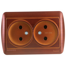 Розетка 2-на б/з закрытый корпус Античный махагон 711-0500-128 DEMET