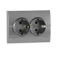 Розетка 2-я с/з Графит Металлик 702-2929-127B DERIY